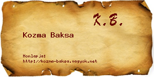 Kozma Baksa névjegykártya
